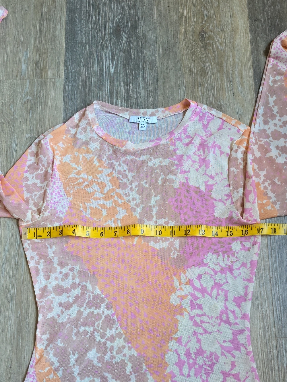 AFRM Sheer Mesh Long Sleeve Top in Pink and Peach - Picture 6 of 16
